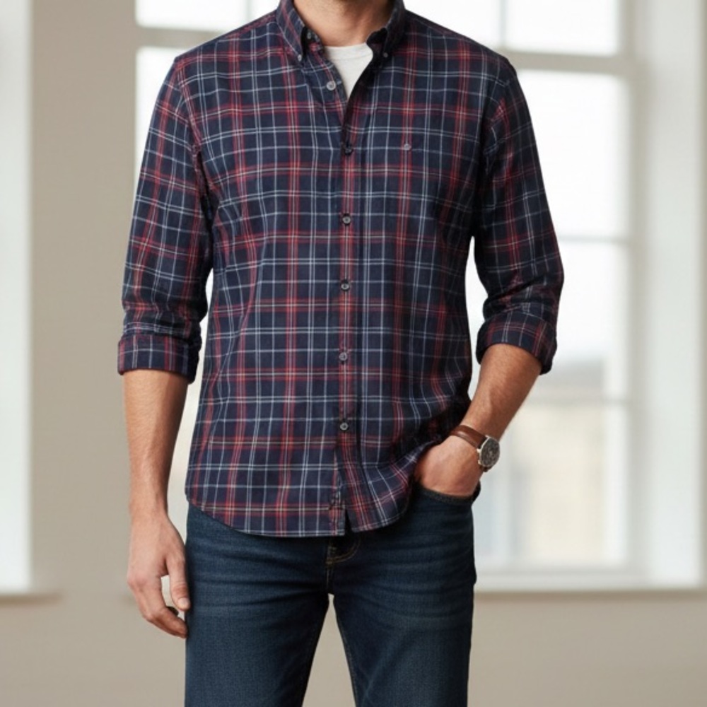 Nautica NWOT Two-Ply Cotton Plaid Shirt
